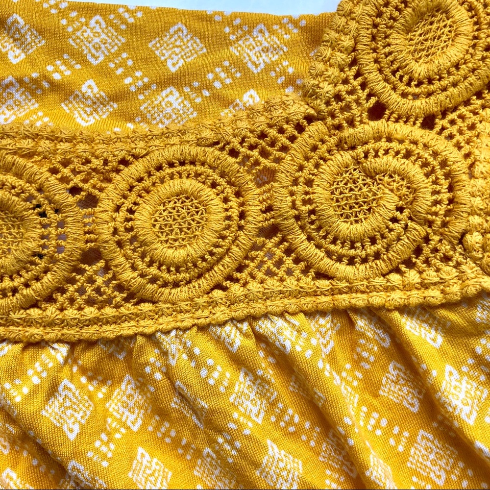 Old Navy mustard square neck cap‎ sleeve top xl - Picture 4 of 6
